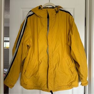 Vintage Gap reflective racing striped hooded windbreaker jacket Size L Yellow
